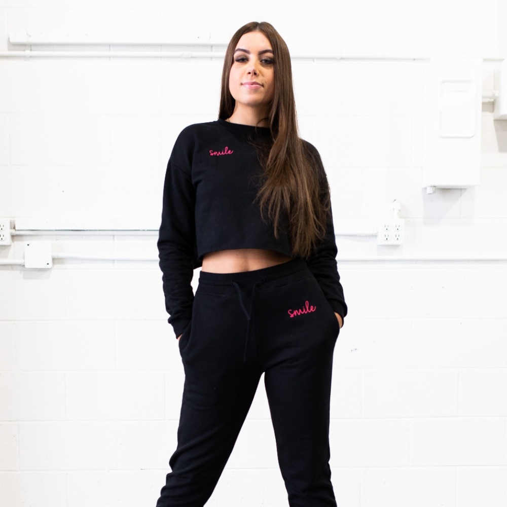 Adult Cropped SMILE Sweatshirt in Black